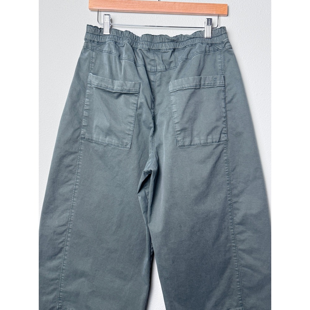 Anthropologie Pilcro The Izzie Relaxed Barrel Pants Pull On Twill Green Medium - Picture 7 of 11
